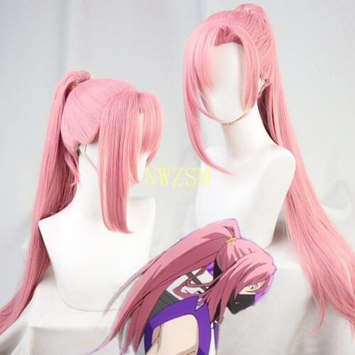 New Anime SK8 Cherry Blossom Cosplay Wig Long Straight Pigtail Pink Ponytail Heat Resistant SK8 the Infinity SK Eight + Wig Cap