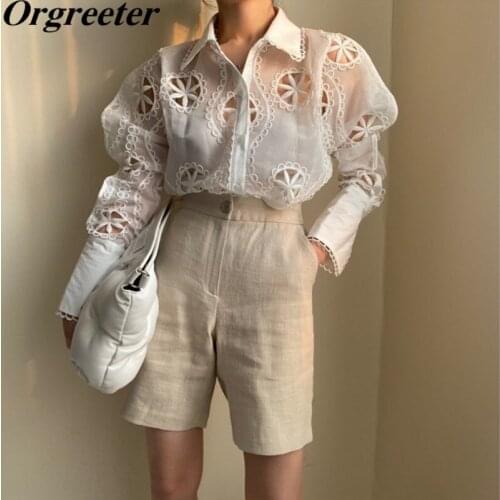 Orgreeter Blouses With Embroidery