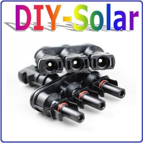 3 to 1 T- branch solar connector for PV Cable 2.5mm 4mm2 6mm2, 3 in 1 solar panels parallel connector Waterproof IP67