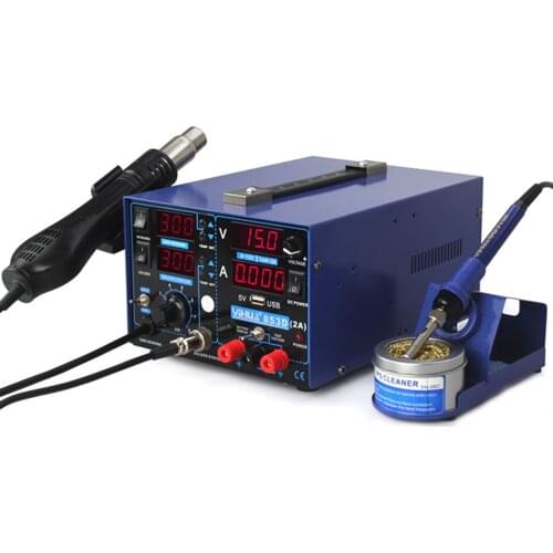 YIHUA 853D 3 in 1 soldering station USB output 15V 2A rework DC power supply hot air gun soldering iron rework soldering station