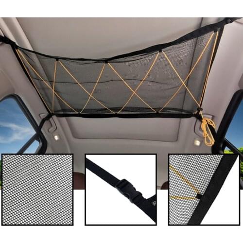 Portable The New Universal Car Ceiling Roof Interior Mesh Pocket Cargo Net Zipper Storage Bag Stowing Tidying