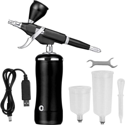 Portable Airbrush Kit 0.3mm 7cc Gravity Feed Airbrush with Compressor & Stop Air Brush Spray for Art Painting Tattoo Nail Beauty