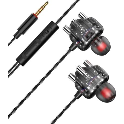 Transparent in-ear dual moving coil moving iron earphone 3.5mm mobile phone computer universal earphone game music HiFi earphone