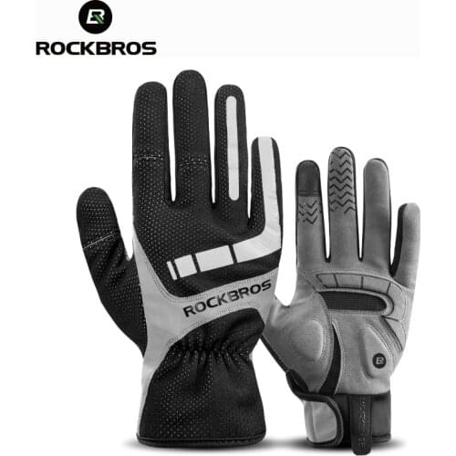 ROCKBROS Winter Cycling Gloves Thermal Windproof Touch Screen Bicycle Gloves Keep Warm Thick Sport Autumn Glove Bike Accessories