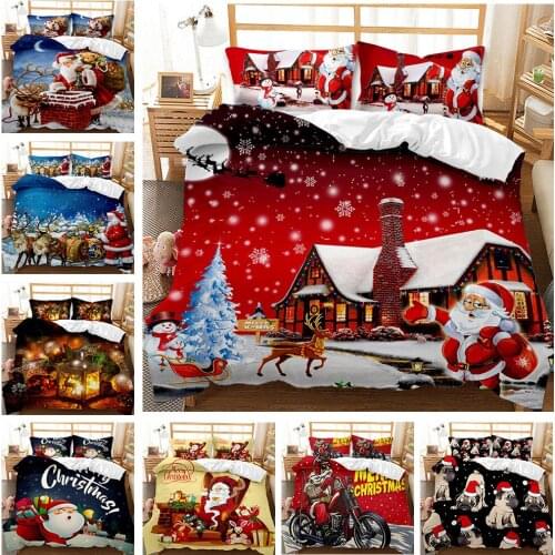 Christmas Bedding Set Snowflakes Duvet Cover Set Cute Gingerbread Women Cherry Stars Pattern Design Merry Christmas Bedding Set