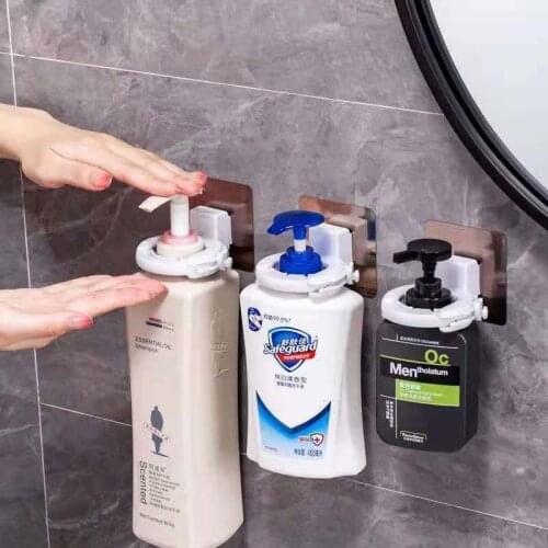 Self-Adhesive Shampoo Bottle Shelf Shower Gel Bottle Rack Hook Bracket Bathroom Wall Type Seamless Hook Holder Shelves Hanger