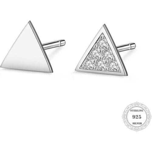 Triangle Gold CZ Pave Stud Earring,Thomas Style Fashion Good Trendy Jewerly For Women Girl,2020Ts Gift In 925 Sterling Silver