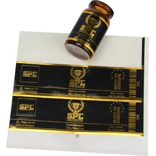 Cheap Label Sticker Maker Plastisol Heat Transfer Printing with Custom Golden Foil Letters Logo on Paper or Clear PVC