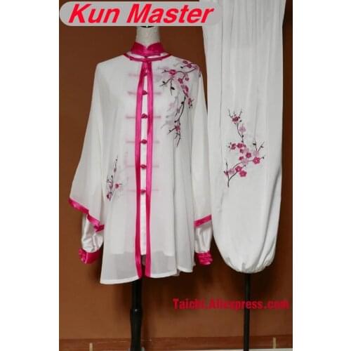 Lady Custom Tai Chi Performance Uniform Plum Blossom Embroidery Martial Art Kung Fu Clothing Note Height Weight Three Pieces