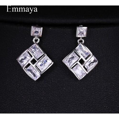 EMMAYA Square Cute Bling Zircon Stone Stud Earrings for Women Fashion Jewelry New Korean Earrings Gift Party