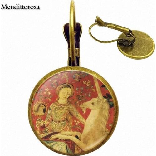 For Women Party Brand Lover Bronze/Silver/Golden Clip Ear Hook Drop Earrings Glass Jewelry Unicorn In Captivity