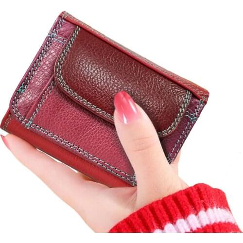 Beth cat Mini Genuine Leather Womens Wallet Small Luxury Female Card Holder Wallets Slim Cow fashion Lady Money Bag Coin Purses