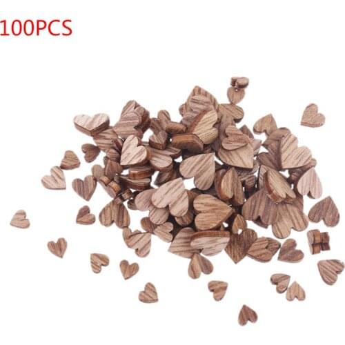100x Rustic Blank Wooden Love Heart DIY Scrapbooking Wedding Table Scatter Decor L4MB