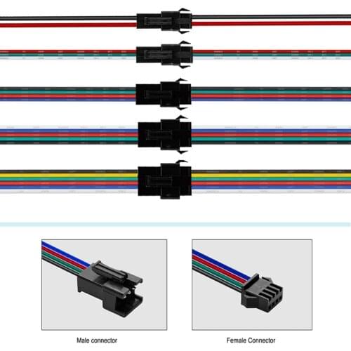 2/3/4/5/6pin Male and Female JST Connector DC5-24V For WS2812/SK6812/WS2813 5050 Individual Addressable RGB LED Strip Light