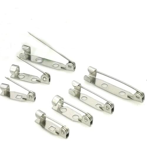 20pcs/lot 17 19 25 32mm Stainless Steel Brooch Clip Base Pins Safety Pins Brooch Settings Base For DIY Jewelry Making Findings