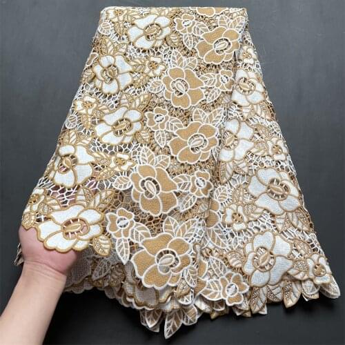 2021Late High Quality African Nigerian Tulle Lace Fabric Embroidery Prom Dress Guipure Organza Wedding Party Cotton 5yard
