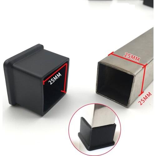 25*25mm Soft Tape Side Coat Chair Foot Cover Non-Slip Foot Mat Tube Rubber Pad Waterproof Rubber Sleeve Plug Cap