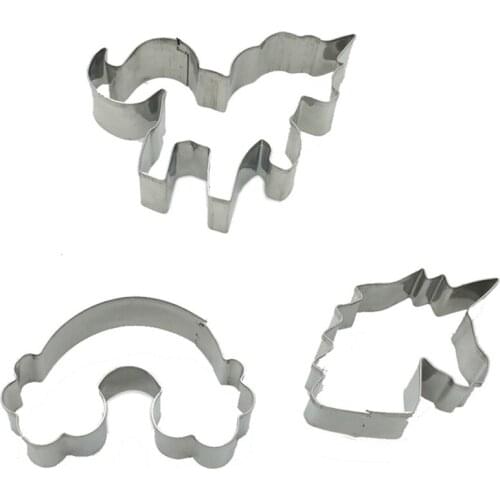 3pcs/set Unicorn Head Cookie Cutters Stainless Steel Baking Cookie Mold Biscuit Mould Pastry Cake Fondant Cutters Mould
