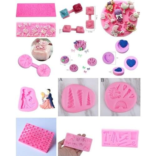 3D Flower Cherry Bow Animal Silicone Molds Fondant Craft Cake Candy Chocolate Sugarcraft Ice Pastry Baking Tool Mould