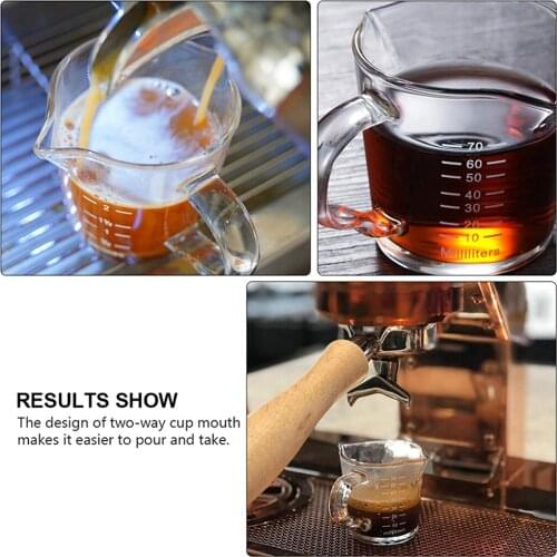 70ml Glass Coffee Mugs Measuring Double Spout Tea Cups for Milk Beverage