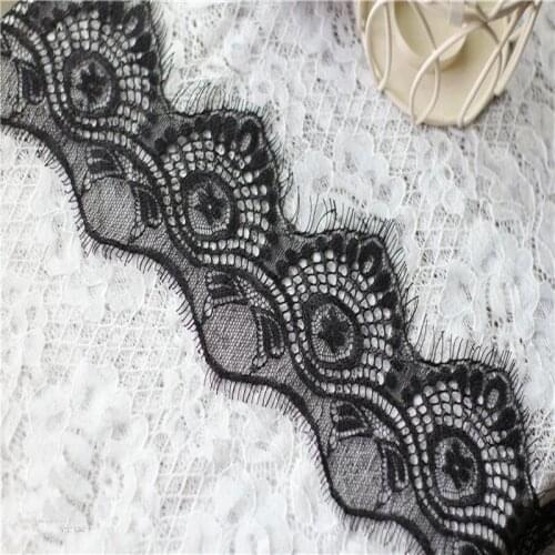 9 meters/lot 8cm wide White Black Lovely Eyelash Lace Trim Embroidery Lace Cotton Cloth Lace DIY Garment accessories