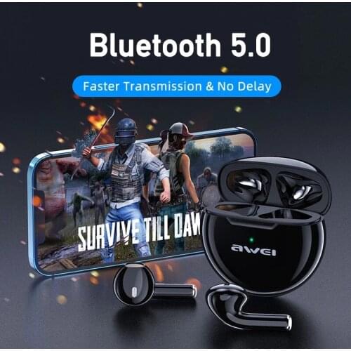 AWEI TWS Bluetooth Headsets Wireless Earbud Gaming Mini Type-C Charging Case With Microphone For Sport Game Play T17