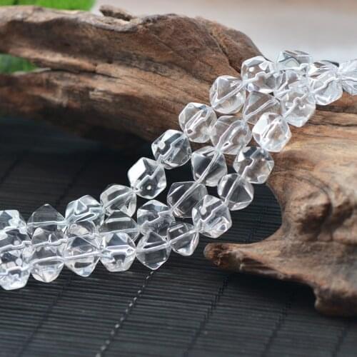 Joanlyn 12mm Grade AA Natural Clear Quartz Irregular Shape Faceted Beads 12.6 Inch Strand CQ53
