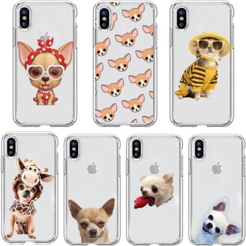 Cute animal Chihuahua Dog Phone Case Transparent soft For iphone 5 5s 5c se 6 6s 7 8 11 12 plus mini x xs xr pro max