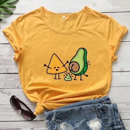 Colored Pooping Avocado T-shirt Funny Vegetarian Gift Tshirt Cute Women Graphic Vegan Tees Tops