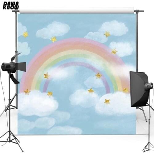DAWNKNOW Cartoon Rainbow Vinyl Photography Background For Baby Polyester Backdrop For Children Photo Studio Customize G123