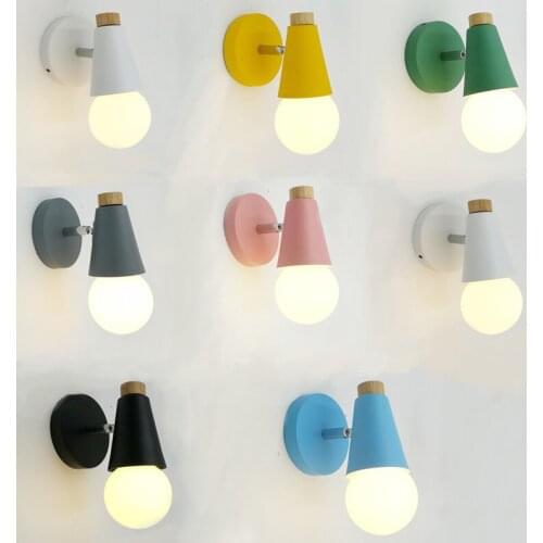 Wooden wall lights bedside wall lamp bedroom wall light sconce for kitchen restaurant modern wall lamp Nordic macaroon sconces