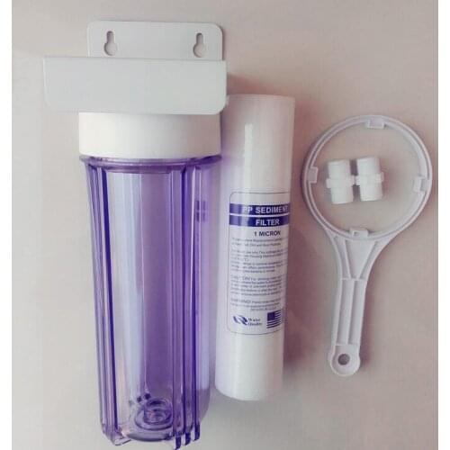 Water filter parts PP cotton pre water purifier with bracket and wrench transparent housings 10 inches 1/4 inch port