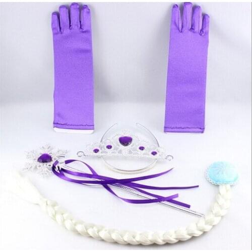 Children crown wig braid gloves magic wand suits girl ribbon snowflake fairy wands crowns glove party princess Cos props gifts