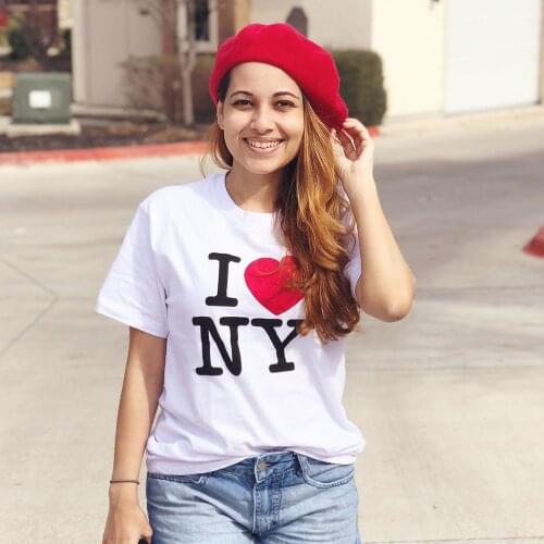 Fashion Summer Women T Shirt I Love NY Print Graphic Tees Short Sleeve 90s Aesthetic Casual Female Clothing Tops Ropa Mujer 2020