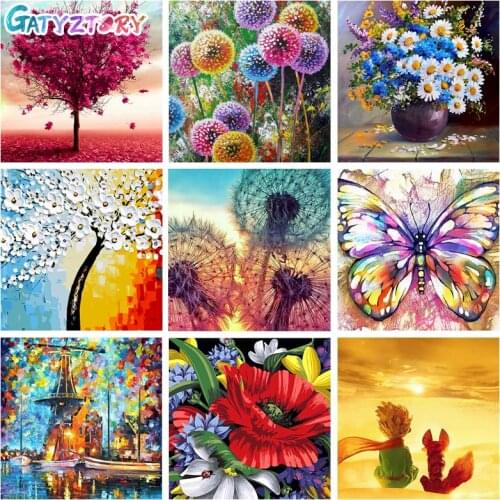 Gatyztory Frame Painting By Numbers Animal Scenery Flower Canvas Drawing Handpainted Kits Acrylic Paints Home Decor Wall Artwork