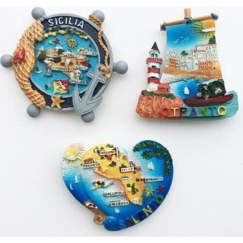 Italy fridge magnets Italian Sicily Otranto tourist souvenir decorative arts magnetic refrigerator stickers travel gifts decor