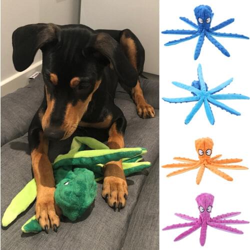 Cute Ring Paper Dog Octopus Squeaker Toys for Small Dogs Cleaning Teeth Puppy Cat Chew Squeak Toy Plush Pet Accessories Supplies