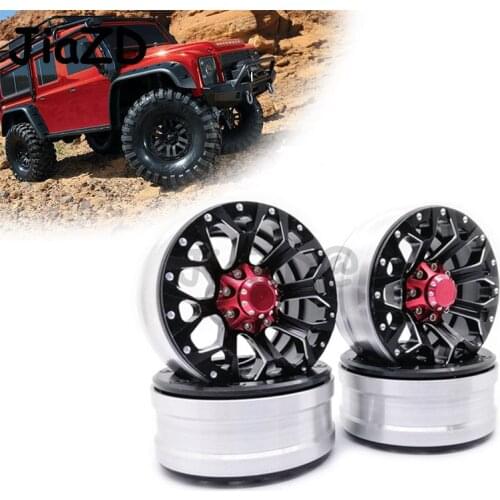 4Pcs Aluminum Alloy 1.9 Beadlock Wheels Rims for 1/10 RC Crawler Axial SCX10 SCX10 II 90046 TRX4 D90 climbing car