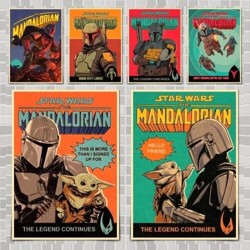 Mandalorian Helmets Star War Movie Poster Wall Stickers For Home Room Bar Decor Art