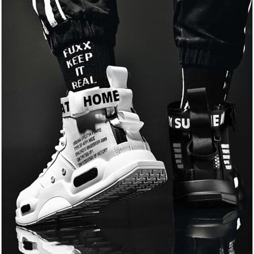 New mens high-top fashion leather sneakers hot-selling comfortable mens casual shoes outdoor non-slip breathable mens shoes