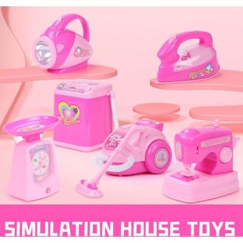 New Pink House Kitchen Toy Simulation Vacuum Cleaner Juicer Washing Machine Sewing Machine Mini Cleaning Toy Gift