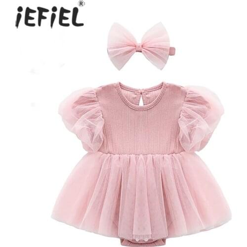 Baby Girls Baptism Wedding Tulle Dress Summer Baby Princess Birthday Party Mesh Tutu Dress Romper Toddler Infant Kids Clothing