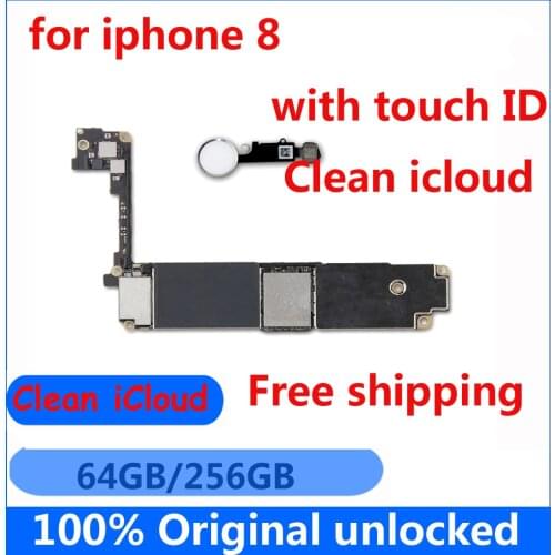 Original Motherboard for Iphone 8 64GB 256GB High Quality Factory Unlocked with / without Touch ID Mainboard Clean Logic Board
