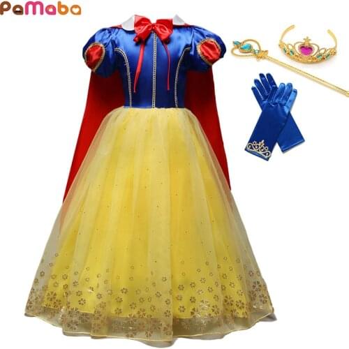 PaMaBa Classic Snow White Dress Girls Princess Birthday Party Fille Robe Kids Gown Children Halloween Cosplay Costume Dress up
