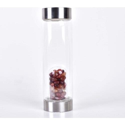 Drop shipping Healing Red Agate Crystal Water Bottle Gemstone