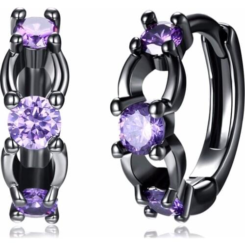Pierced earrings mysterious circular fashion elegant purple zirconium Miss Shi jewelry to wear to the prom allergies