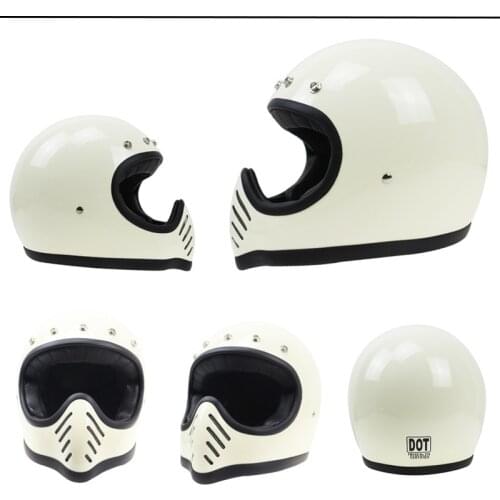 Handmade Vintage Janpanese TT&CO Motorbike Full Face Helmet Open Fiberglass Shell Motorcycle Helmet Capacetes Para Moto