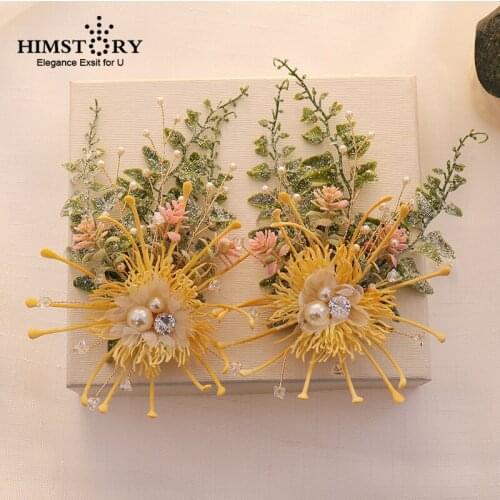 HIMSTORY NEw Fashion Flower Bridal Hairpins Lovely Artificial Flower Hair Side Comb Wedding Hair Accessory