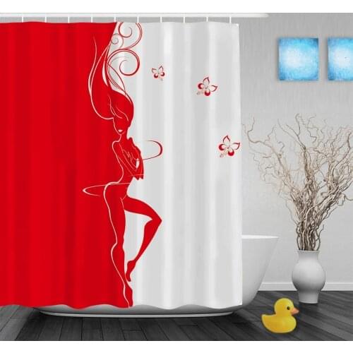 Slim Silhouette Of Beautiful Girls Bathroom Shower Curtains Sexy Home Decor Shower Curtain Waterproof Polyester Fabric With Hook