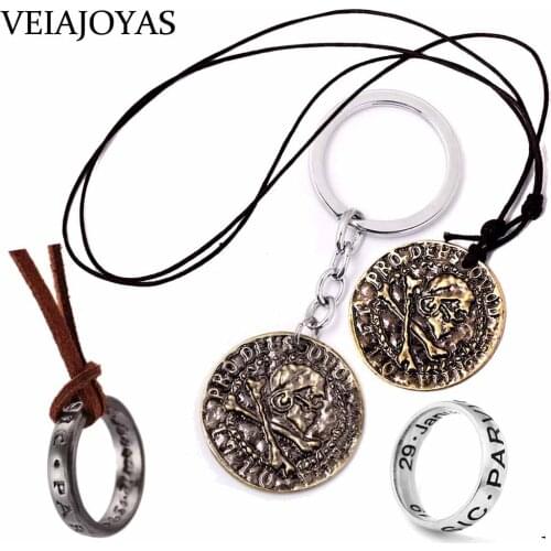 Uncharted 4 Series Alloy Pendant Necklaces Mysterious Sea Area Retro Skull Coin Collectors Edition Game Cos Jewelry Accessories